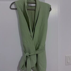 Zara Green Tie Waist Vest